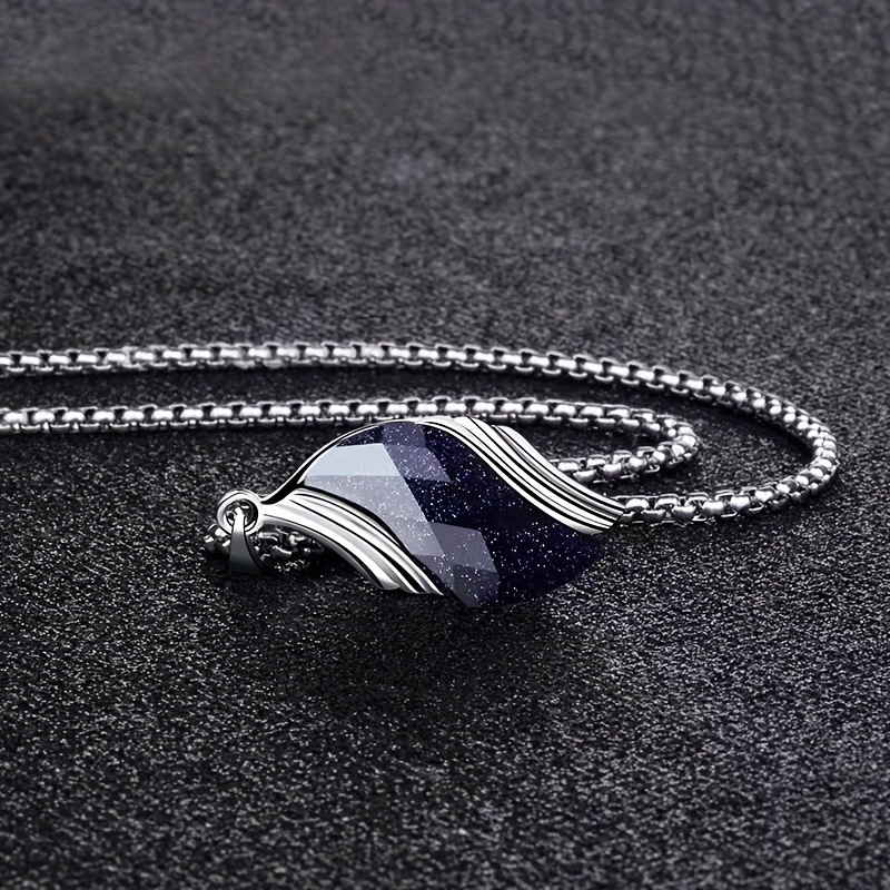 Sandstone Titanium Steel Men's Necklace Stainless Steel Pendant